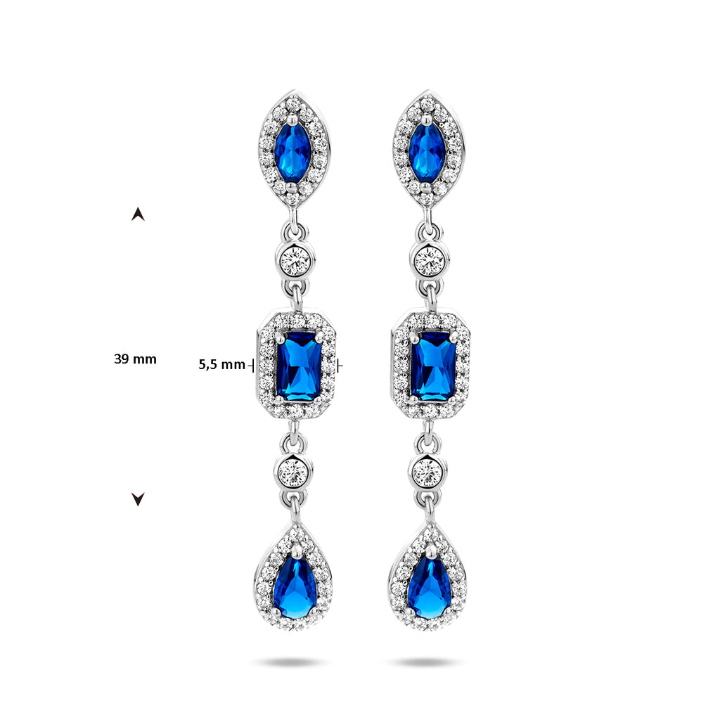 Oorhangers wit en blauw saffier zirkonia