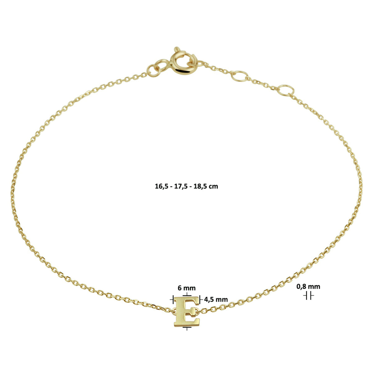 Armband letter 16.5 - 17.5 - 18.5 cm