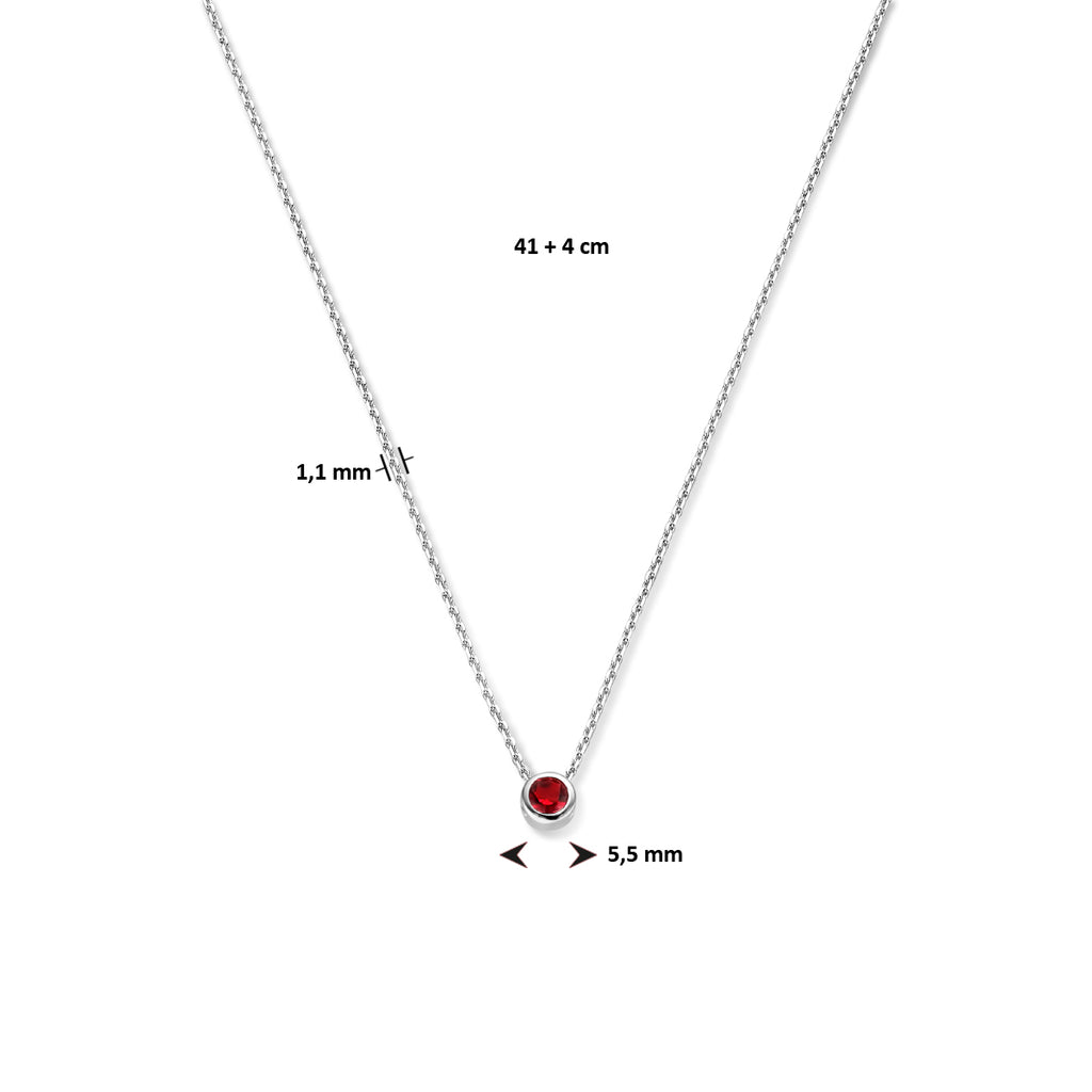 Collier met geboortesteen zirkonia 41 + 4 cm