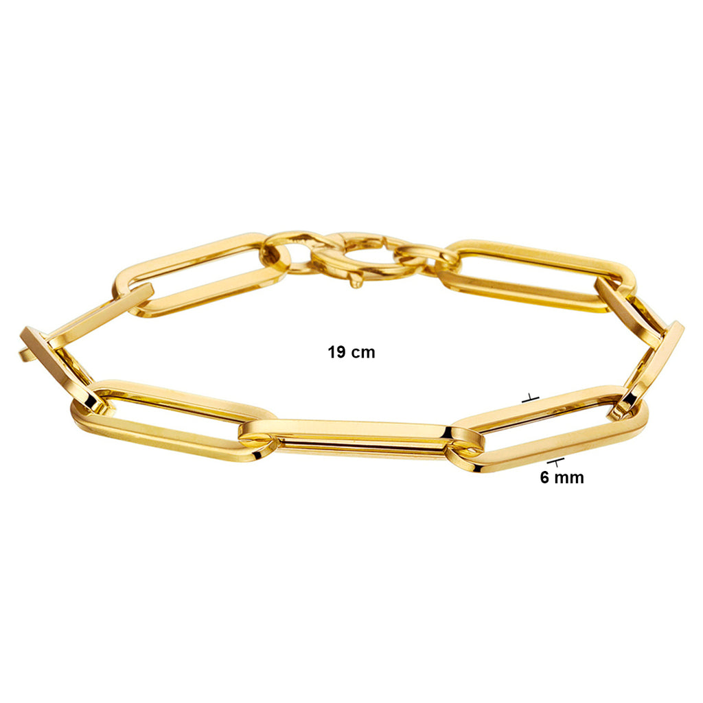 Armband paperclip vierkante buis 6.0 mm 19 cm