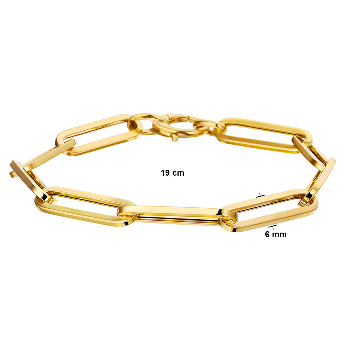 Armband paperclip vierkante buis 6.0 mm 19 cm