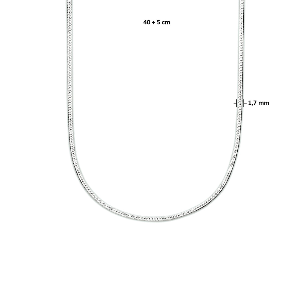 Collier slang plat 1.7 mm 40 + 5 cm
