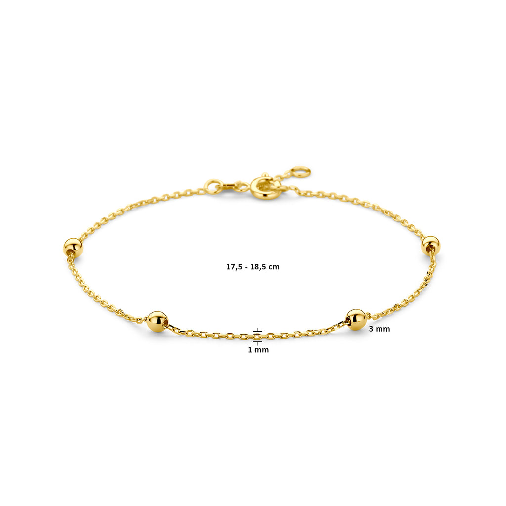 Armband anker en bolletjes 1.0 mm 17.5 - 18.5cm