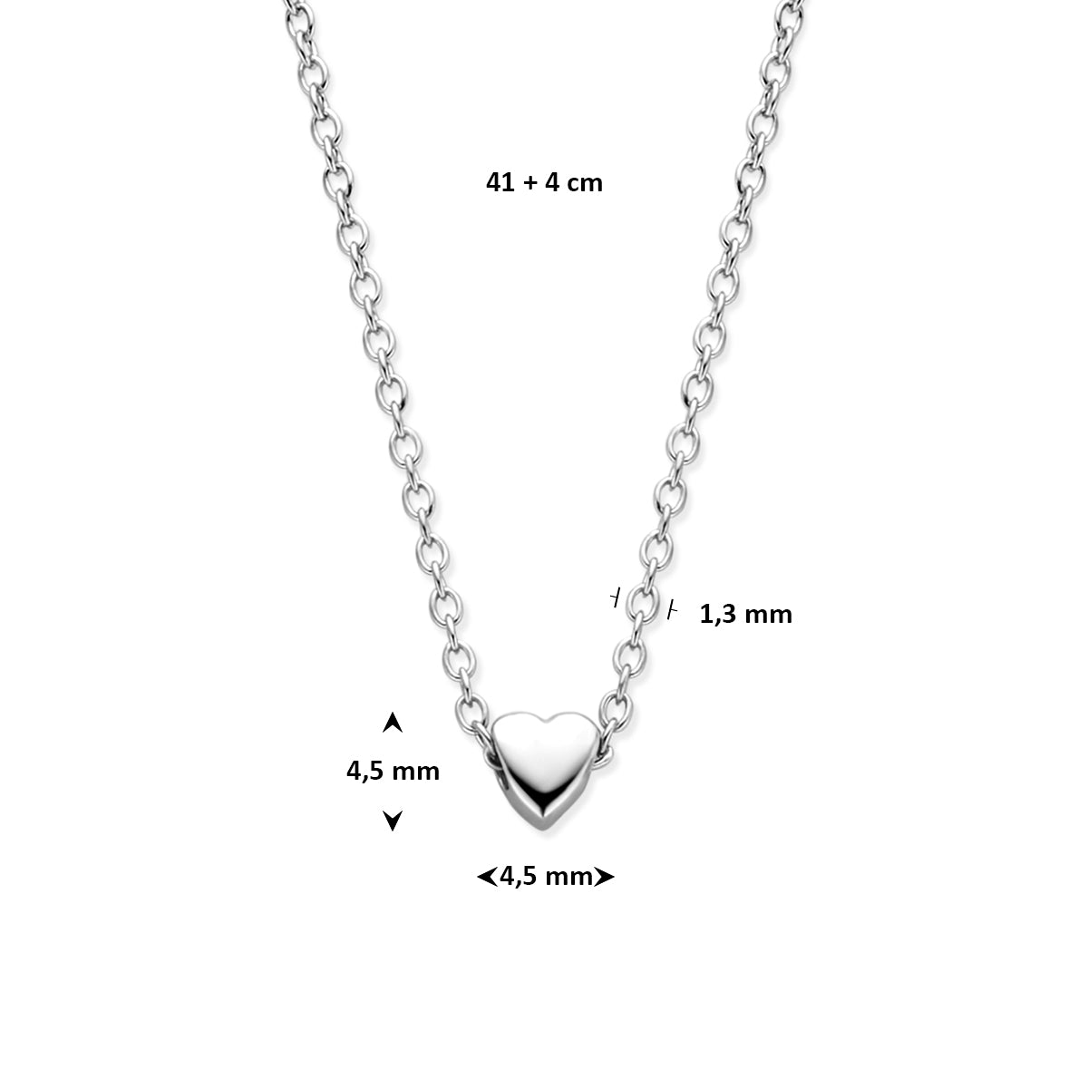 Collier hartje 41 + 4 cm