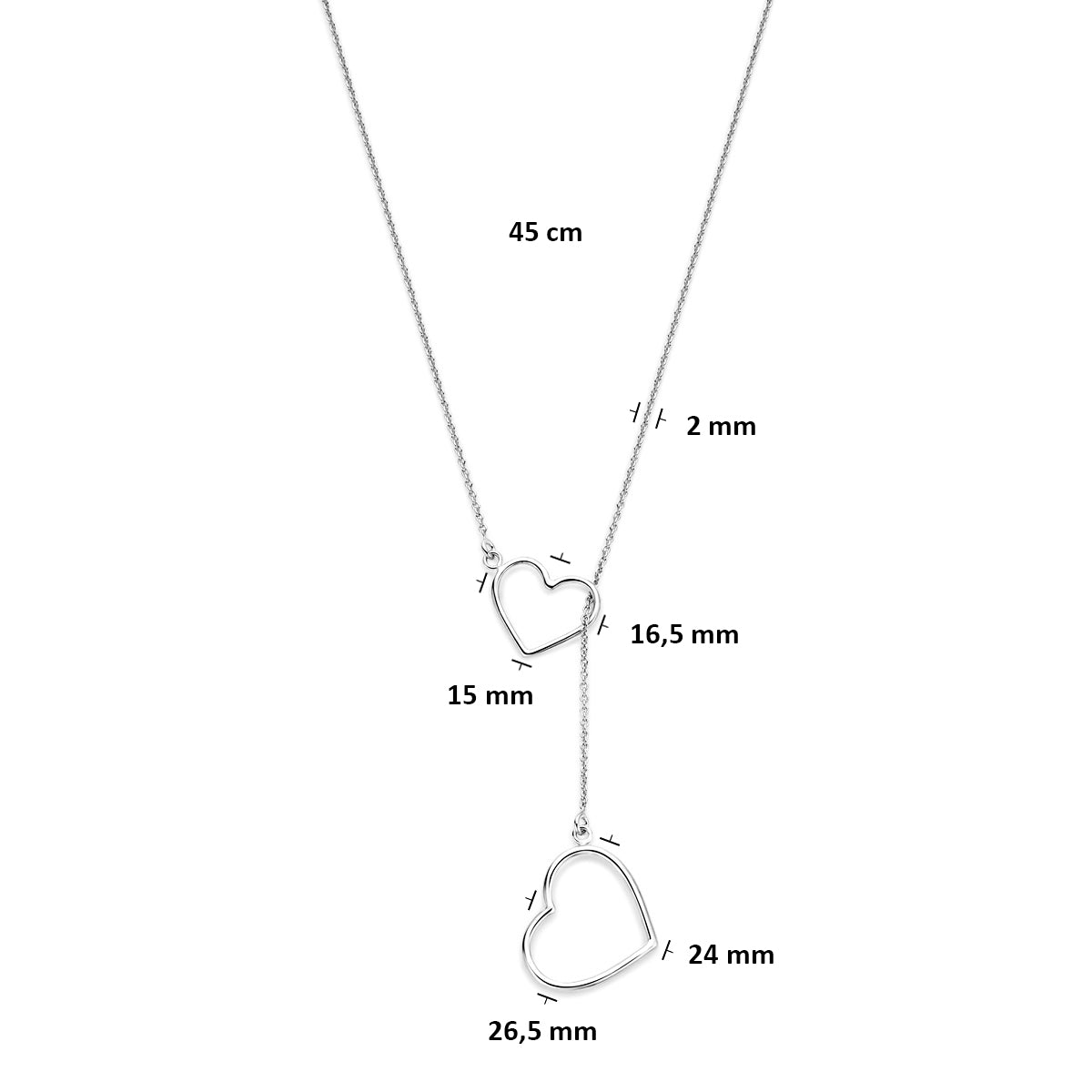 collier hartjes 45 cm
