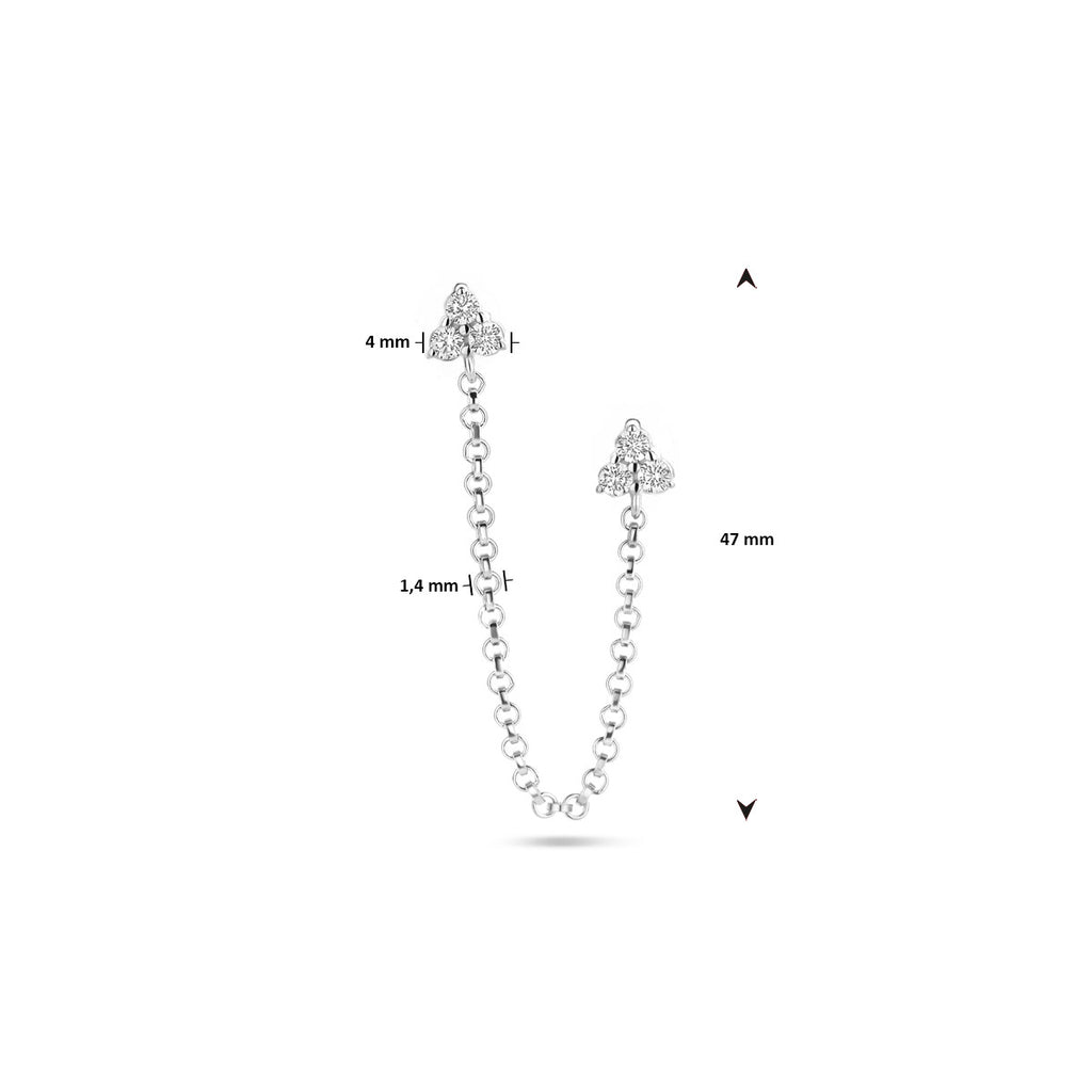 Dubbele oorknop zirkonia 47 mm per stuk