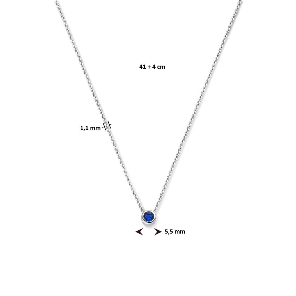 Collier met geboortesteen zirkonia 41 + 4 cm