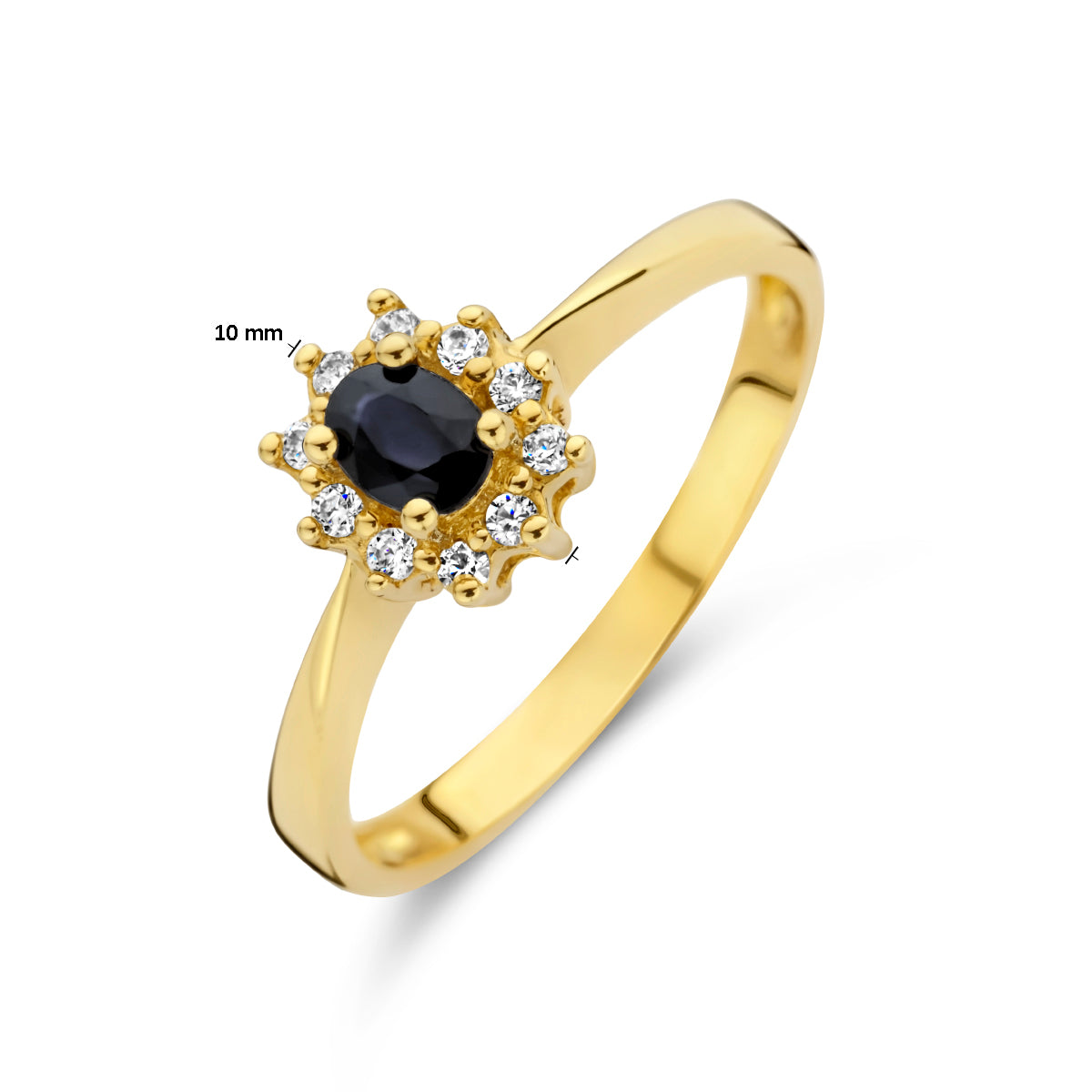 Ring saffier en diamant 0.08ct h p1 halo