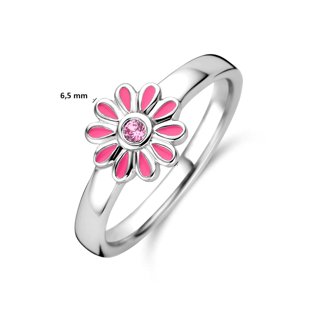 Ring bloem roze zirkonia