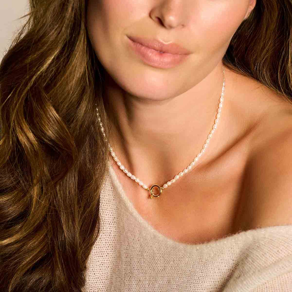 Collier parel 41 cm met groot springslot