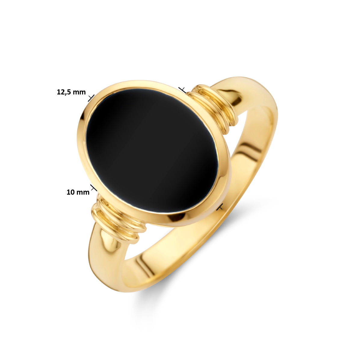 Zegelring massief onyx 11 x 8.5mm