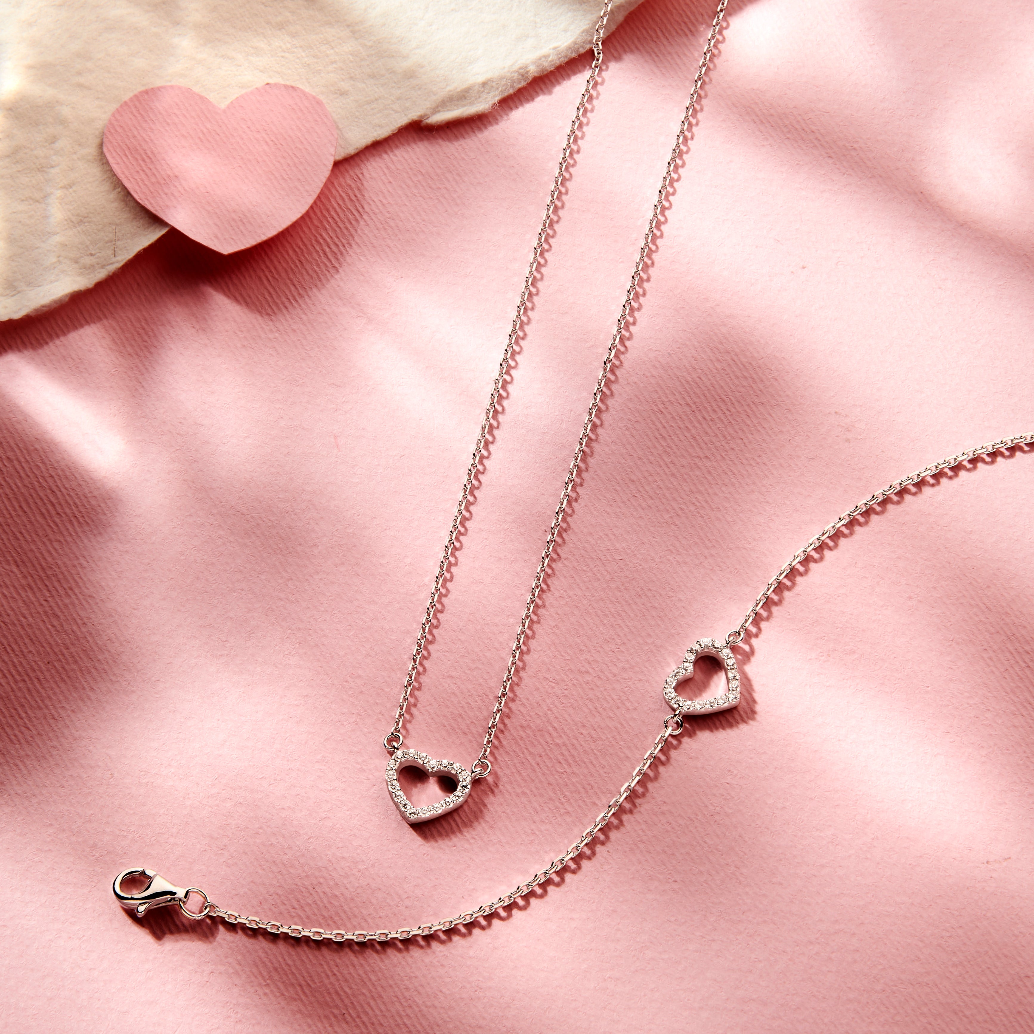 Collier hart zirkonia 40 + 4 cm