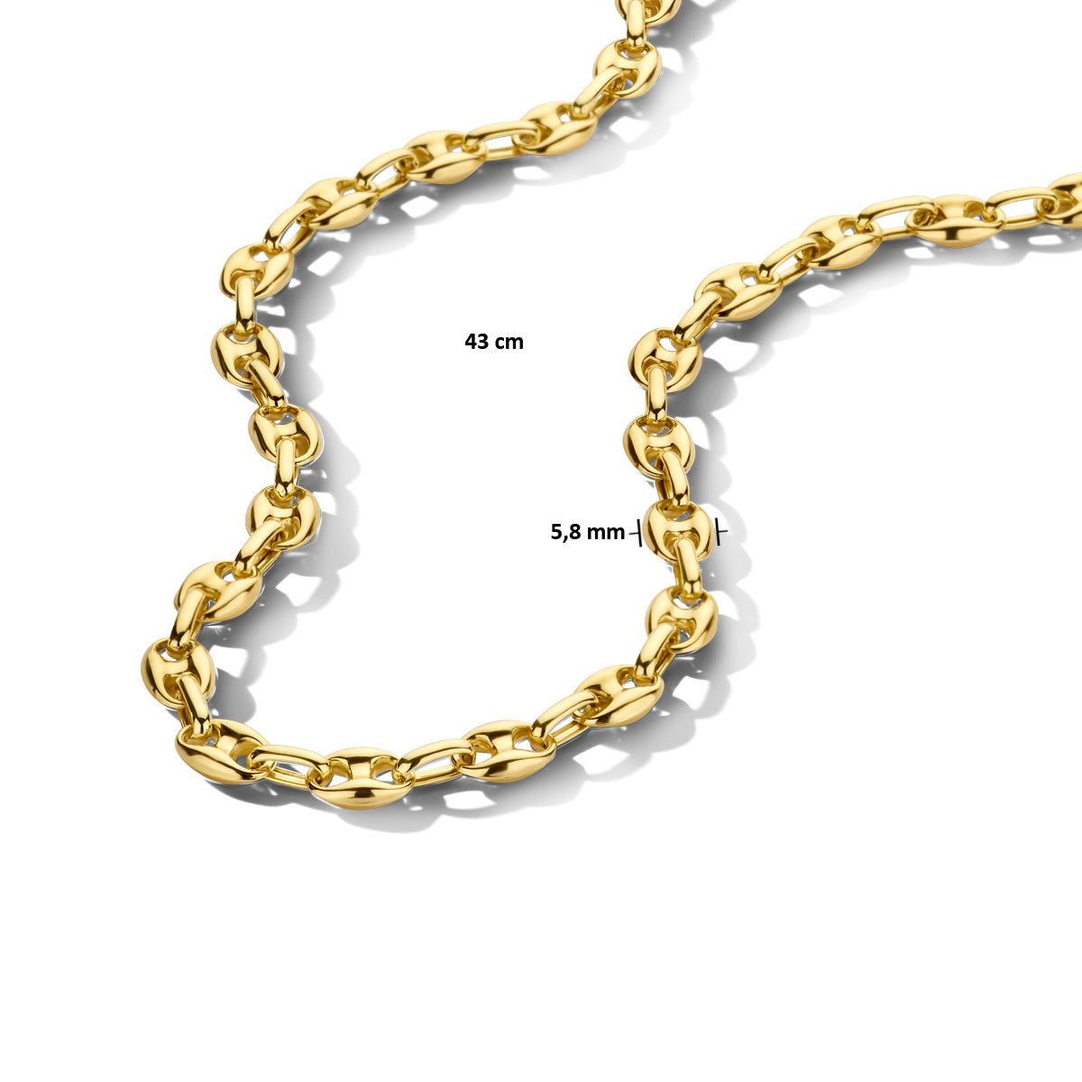 Collier koffieboon 5.8 mm 43 cm
