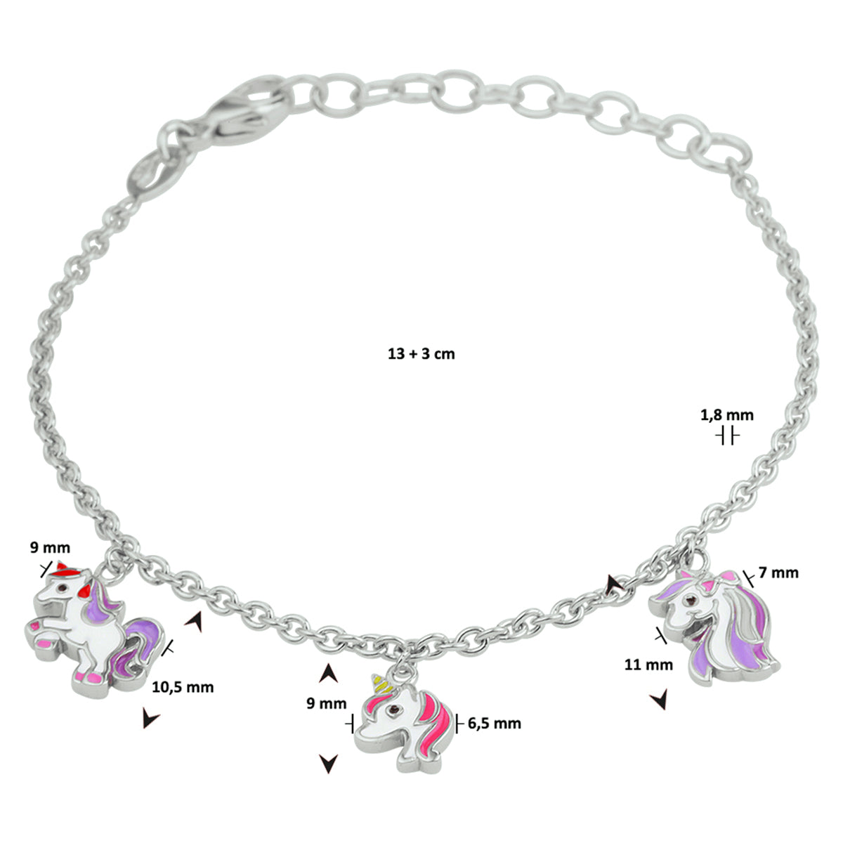 Armband eenhoorn 13 + 3 cm