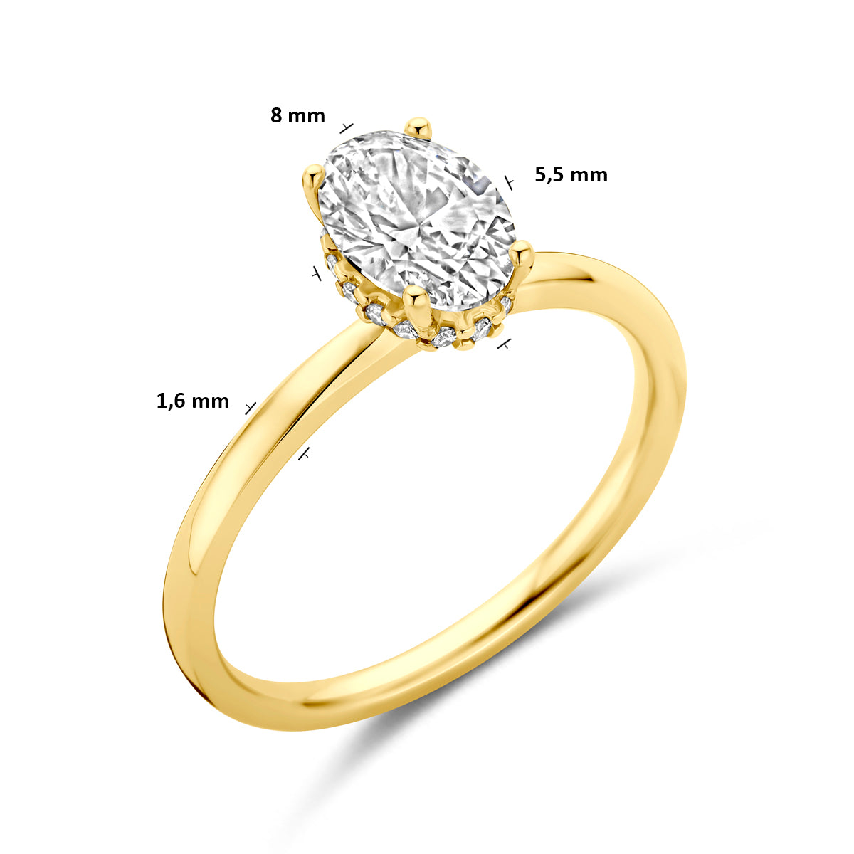 ring lab grown diamant ovaal 1.07ct f vs