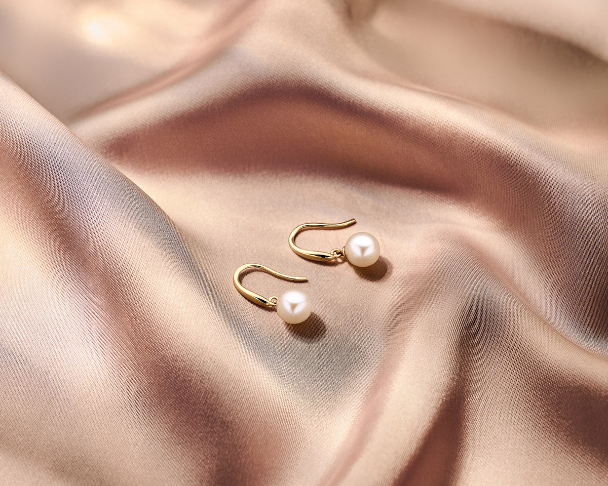 Oorhangers - goud parel