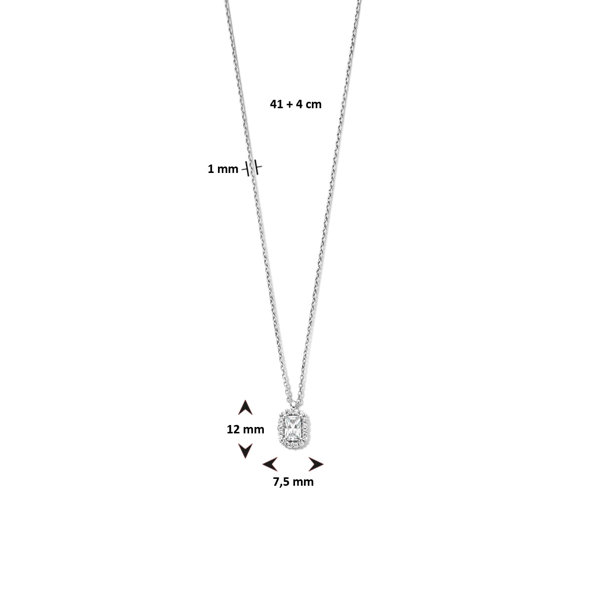 Collier zirkonia 41 + 4 cm halo