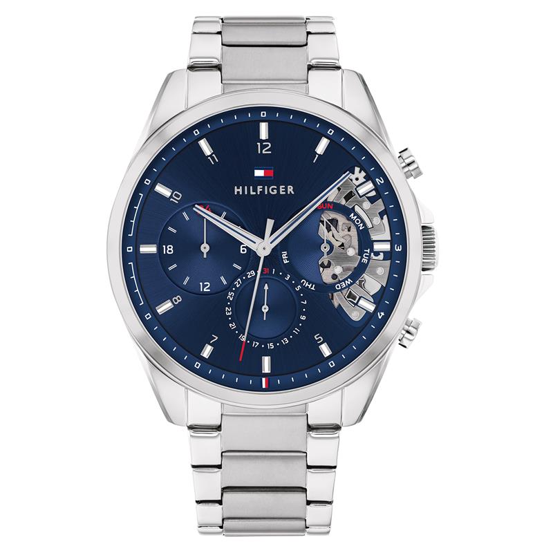 Tommy Hilfiger Baker Zilverkleurig Herenhorloge met Blauwe Wijzerplaat TH1710448 - productfoto