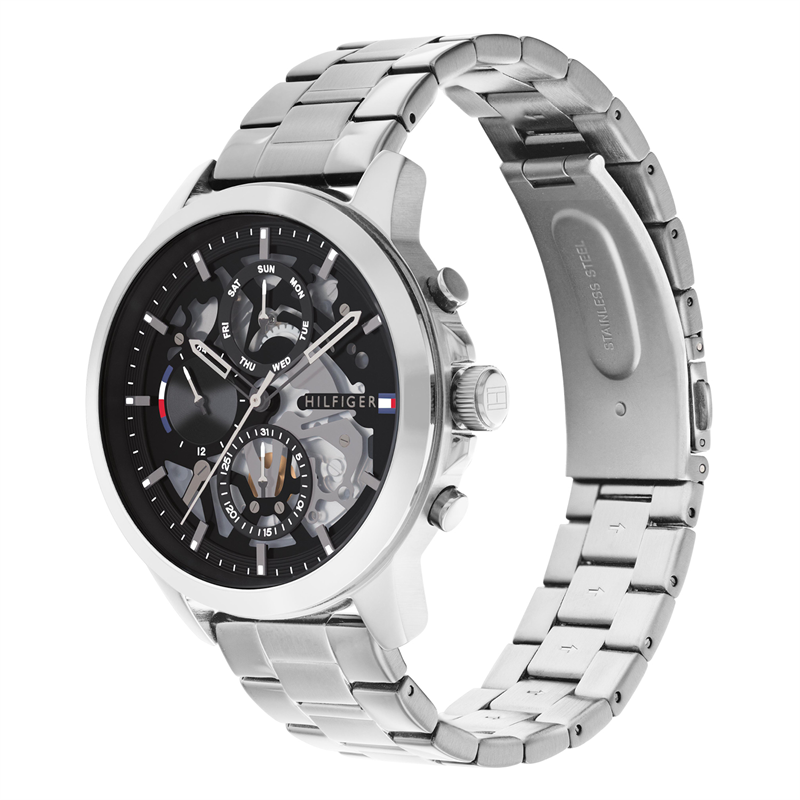 Tommy Hilfiger Henry Zilverkleurig Herenhorloge met Zwarte Wijzerplaat TH1710477 - detailfoto 1