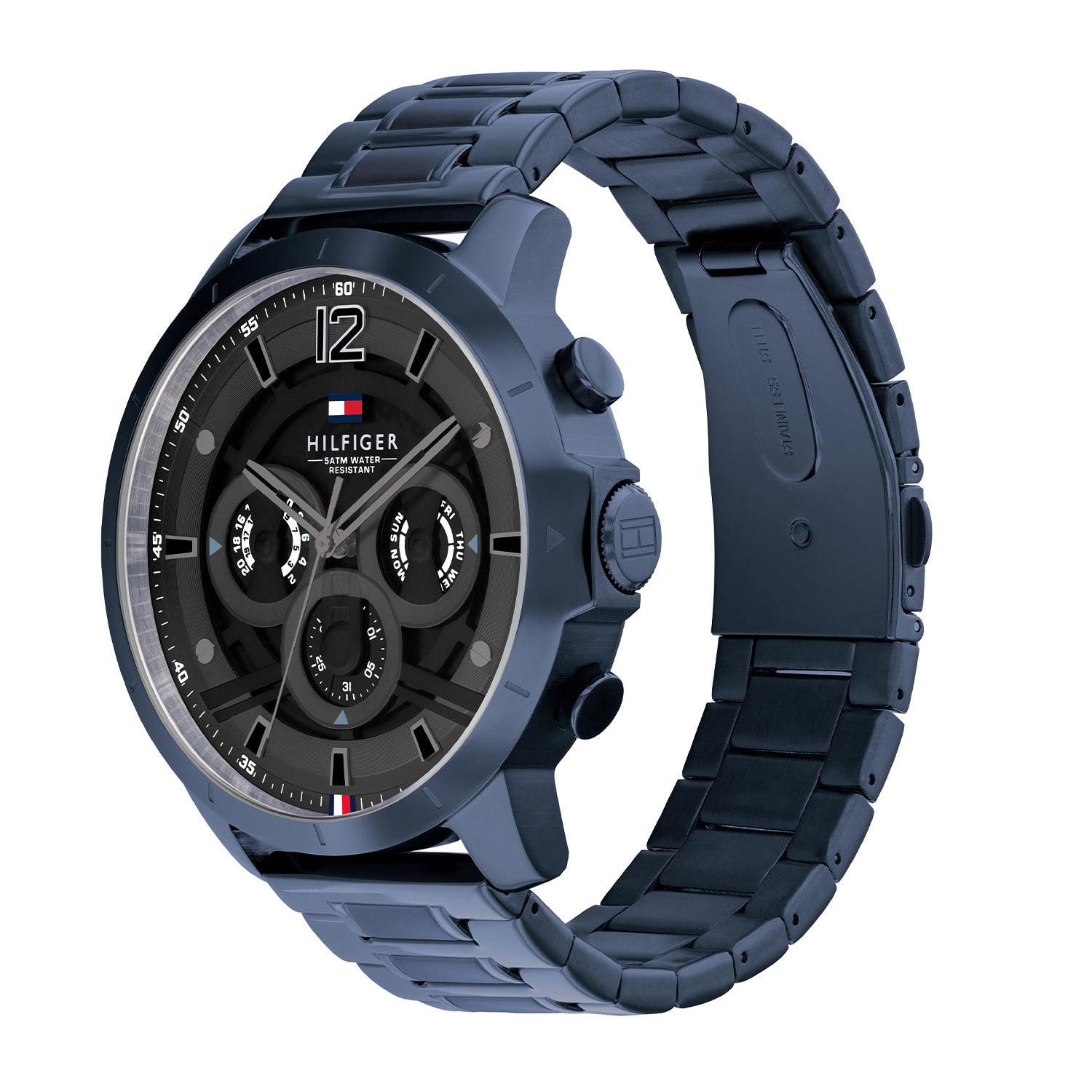 Tommy Hilfiger Luca Blauw Herenhorloge met Grijze Wijzerplaat TH1710493 - detailfoto 1