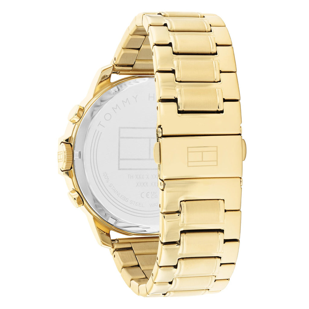 Tommy Hilfiger Luca Goudkleurig Herenhorloge met Zwarte Wijzerplaat TH1710511 - detailfoto 2