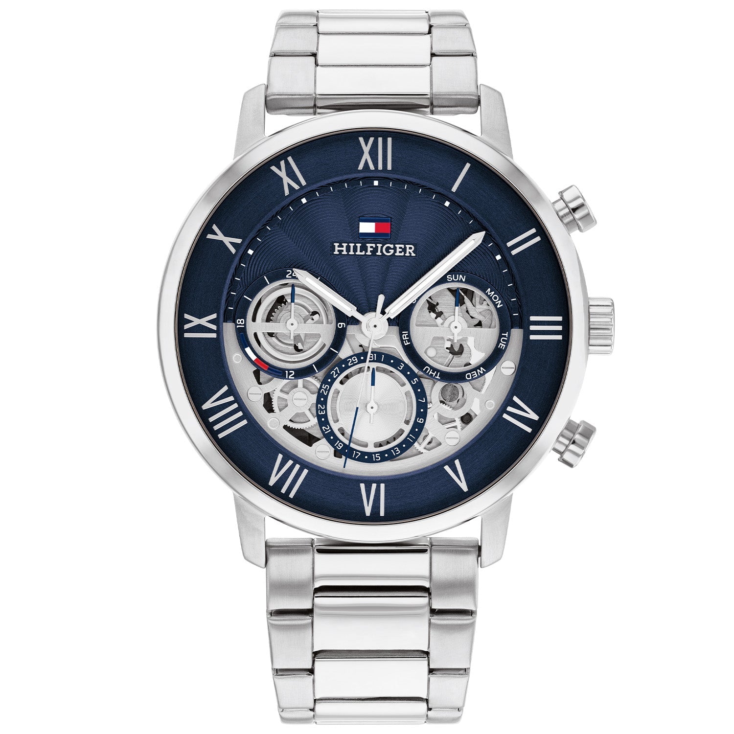 Tommy Hilfiger Legend Zilverkleurig Herenhorloge met Blauwe Wijzerplaat TH1710569 - productfoto