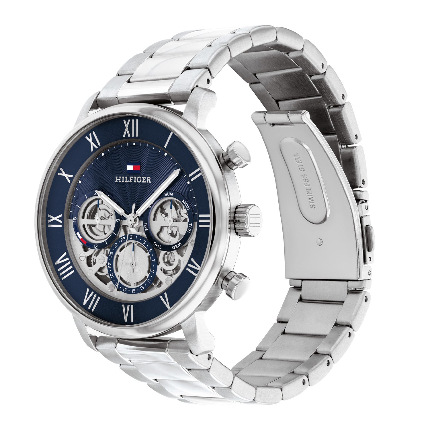 Tommy Hilfiger Legend Zilverkleurig Herenhorloge met Blauwe Wijzerplaat TH1710569 - detailfoto 1