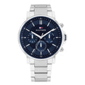 Tommy Hilfiger Tyson Zilverkleurig Herenhorloge met Blauwe Wijzerplaat TH1710588 - productfoto