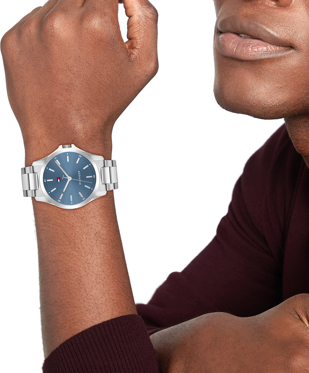 Tommy Hilfiger Zilverkleurig Herenhorloge met Blauwe Wijzerplaat TH1710670 - detailfoto 2