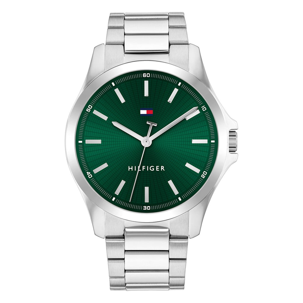 Tommy Hilfiger Zilverkleurig Herenhorloge met Groene Wijzerplaat TH1710672 - productfoto