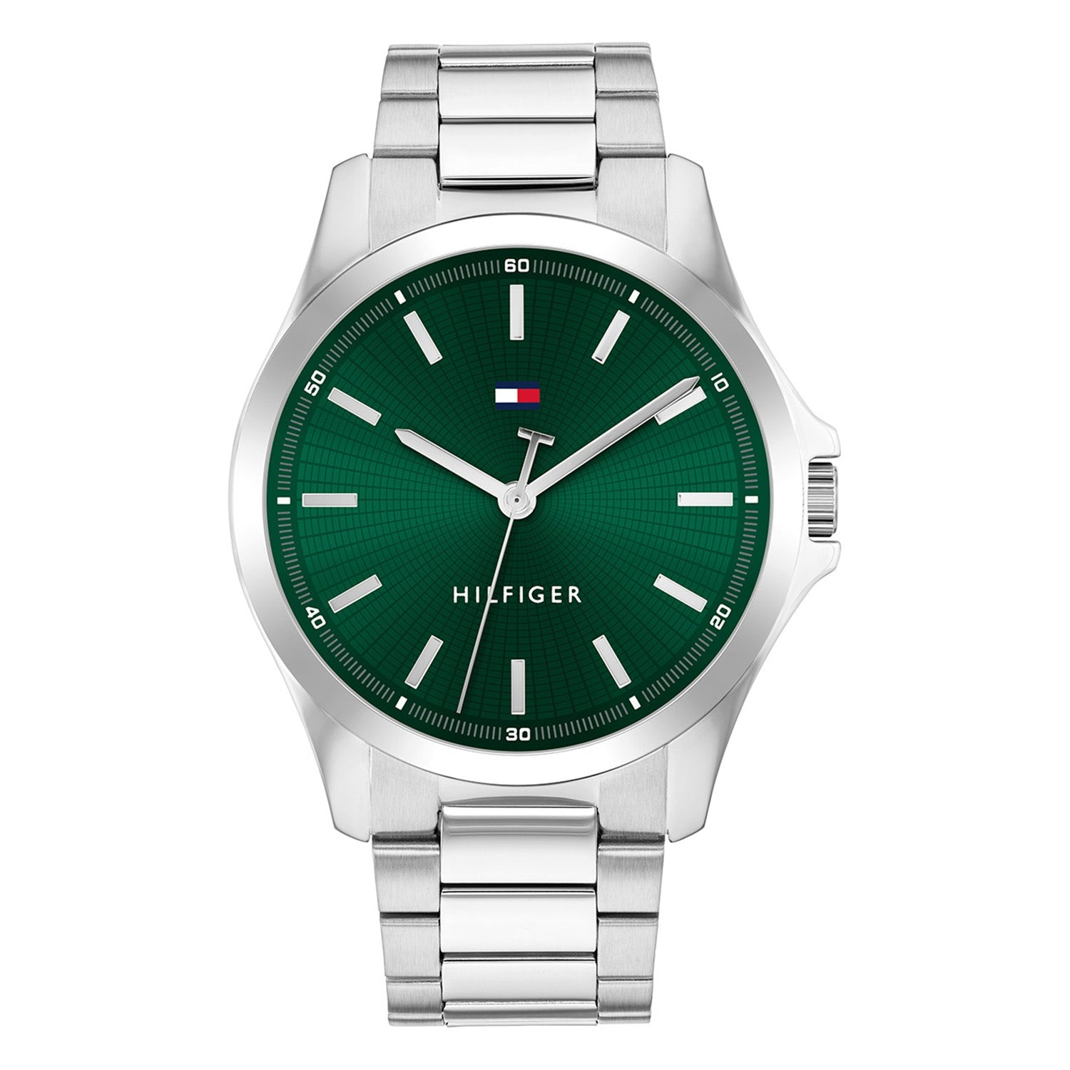 Tommy Hilfiger Zilverkleurig Herenhorloge met Groene Wijzerplaat TH1710672 - productfoto
