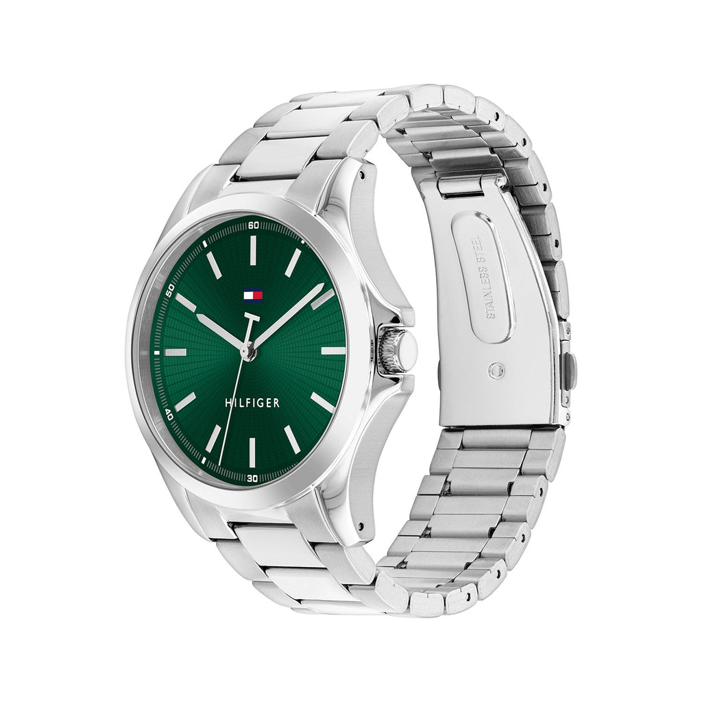 Tommy Hilfiger Zilverkleurig Herenhorloge met Groene Wijzerplaat TH1710672 - detailfoto 1