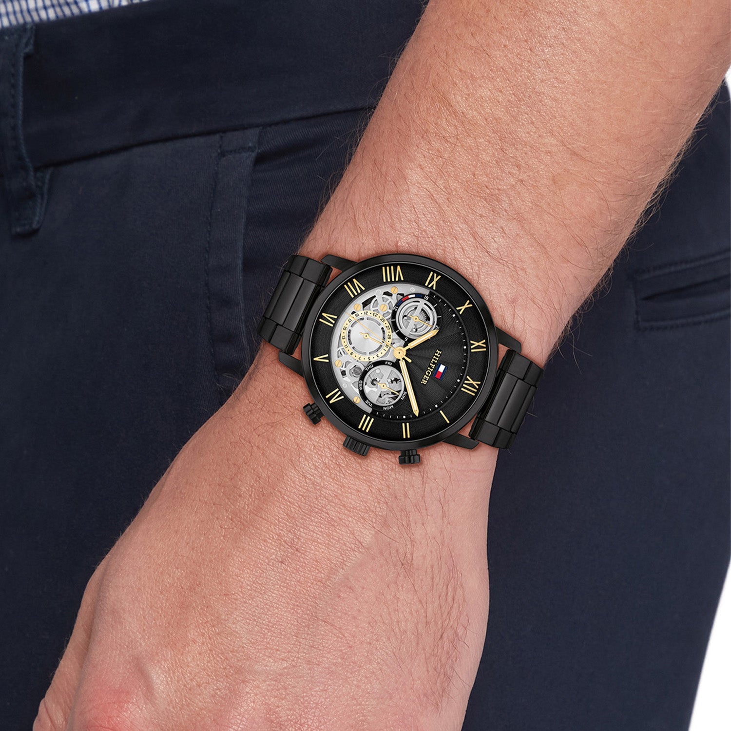 Tommy Hilfiger Zwart Herenhorloge TH1710706 - detailfoto 2