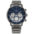 Tommy Hilfiger Grijs Herenhorloge met Blauwe Wijzerplaat TH1710707 - productfoto