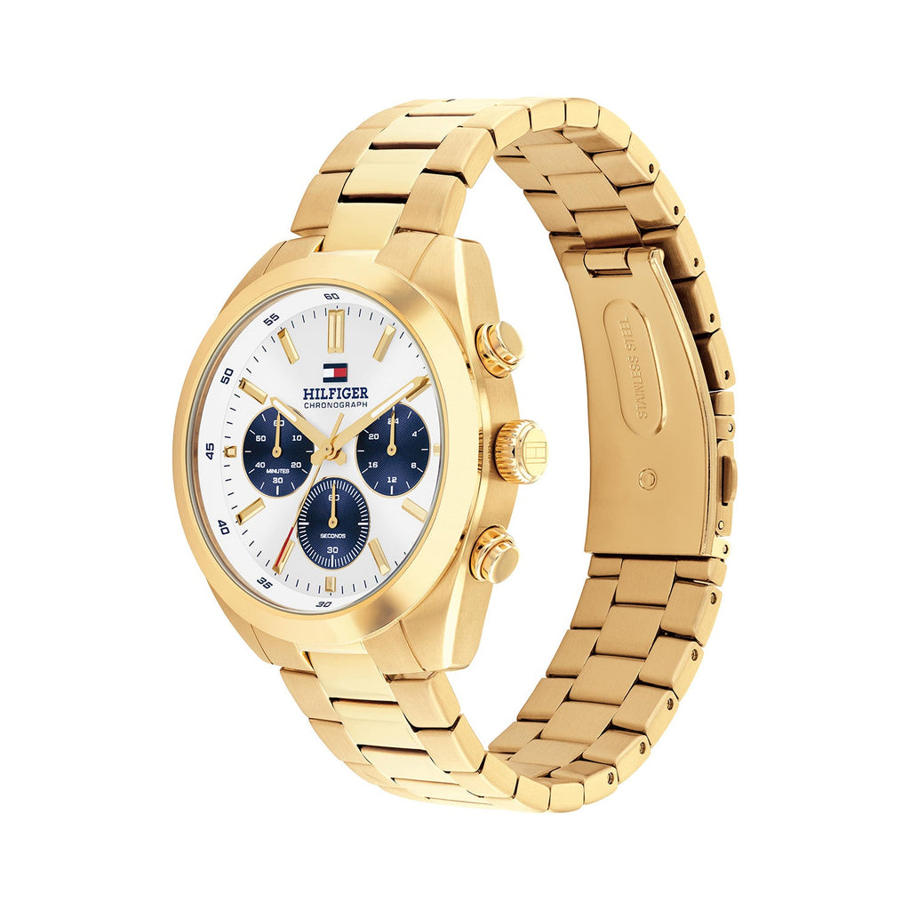 Tommy Hilfiger Goudkleurig Herenhorloge met Crèmekleurige Wijzerplaat TH1710723 - detailfoto 1