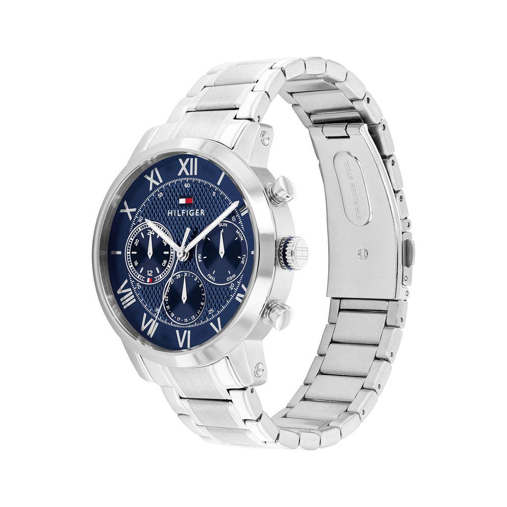 Tommy Hilfiger Zilverkleurig Herenhorloge met Blauwe Wijzerplaat TH1710728 - detailfoto 1