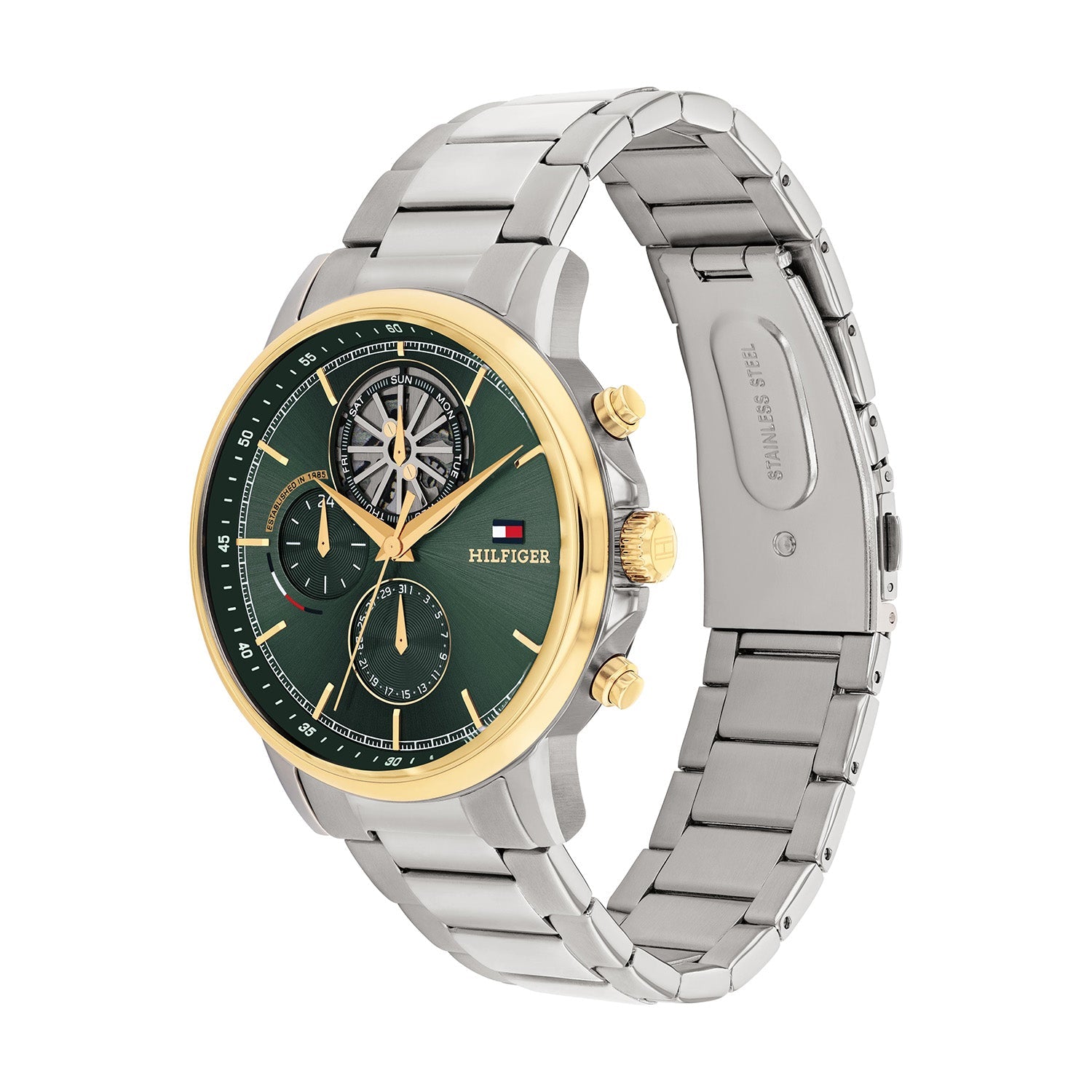 Tommy Hilfiger Zilverkleurig Herenhorloge met Groene Wijzerplaat TH1710735 - detailfoto 1
