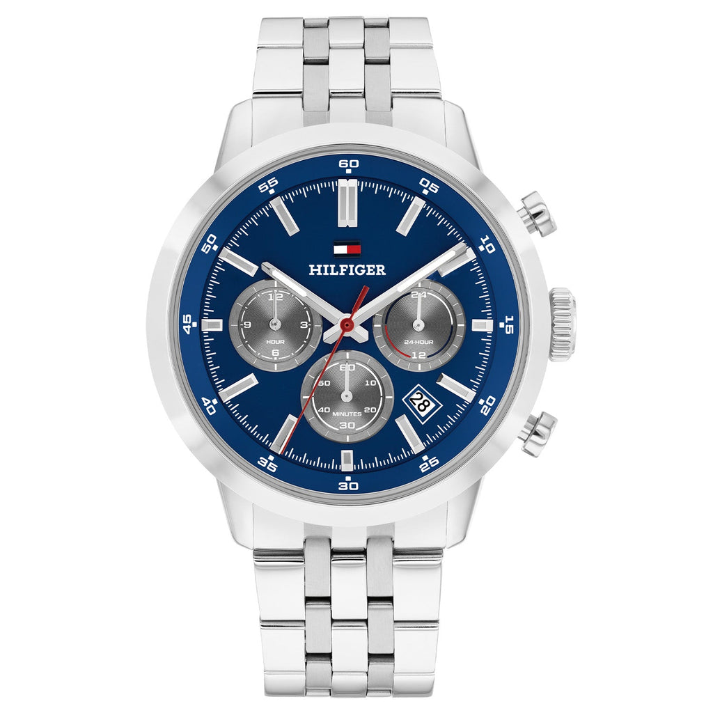 Tommy Hilfiger Zilverkleurig Herenhorloge met Blauwe Wijzerplaat TH1710753 - productfoto