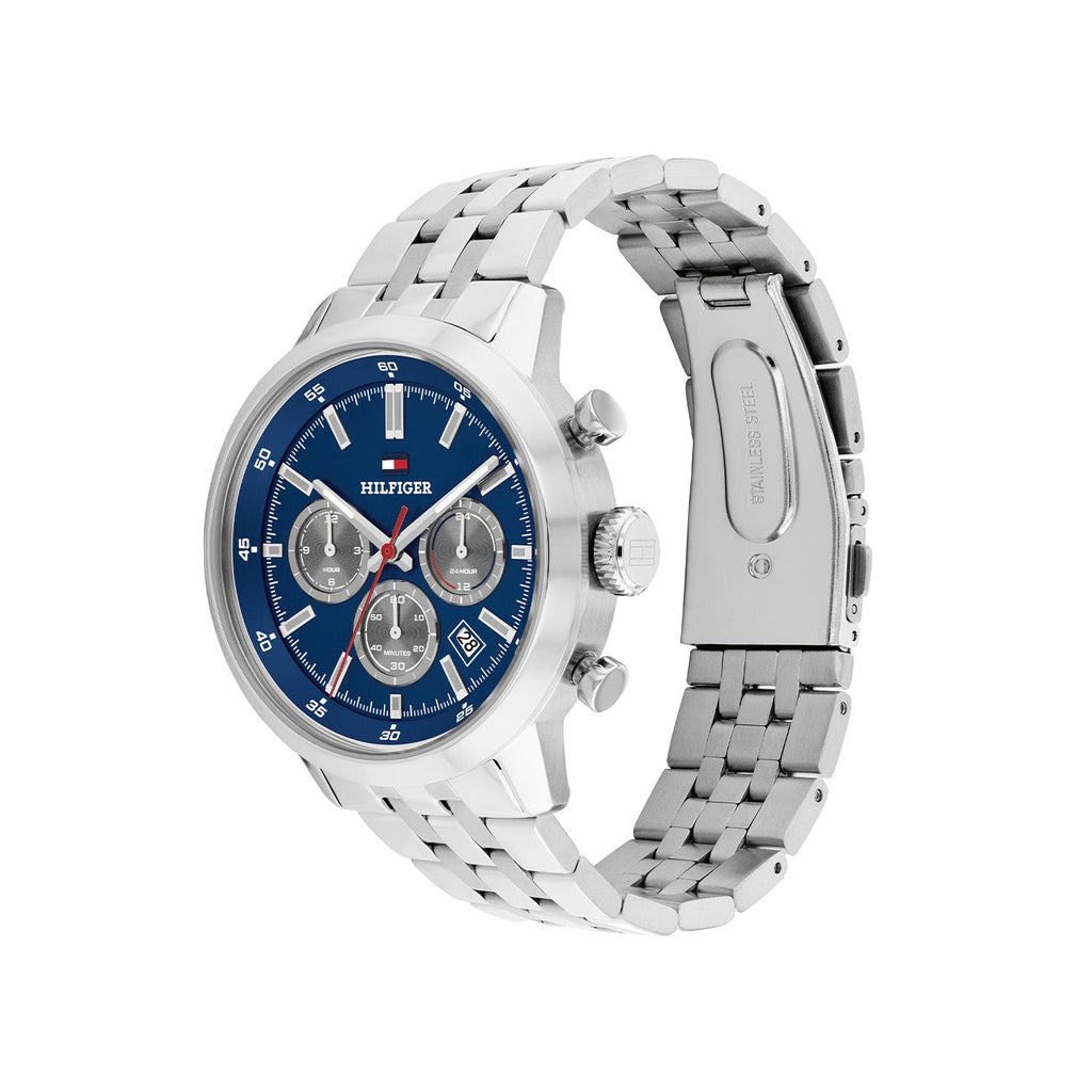 Tommy Hilfiger Zilverkleurig Herenhorloge met Blauwe Wijzerplaat TH1710753 - detailfoto 1
