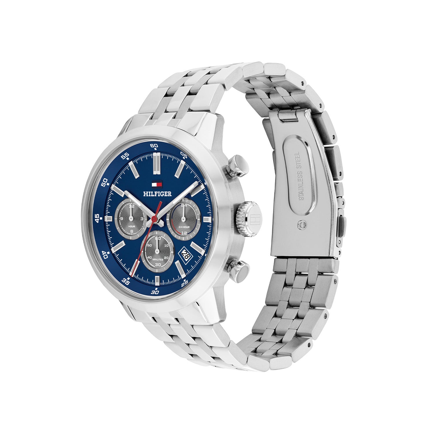 Tommy Hilfiger Zilverkleurig Herenhorloge met Blauwe Wijzerplaat TH1710753 - detailfoto 1