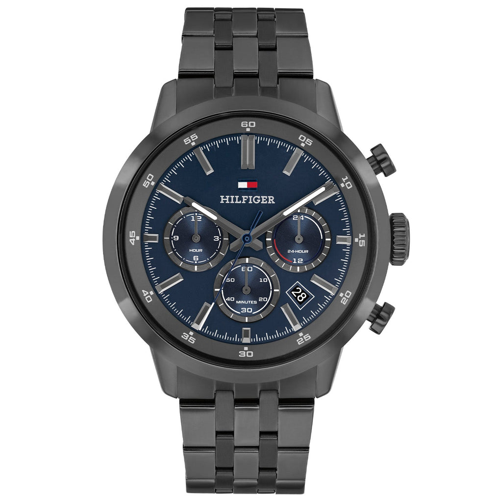 Tommy Hilfiger Grijs Herenhorloge met Blauwe Wijzerplaat TH1710755 - productfoto