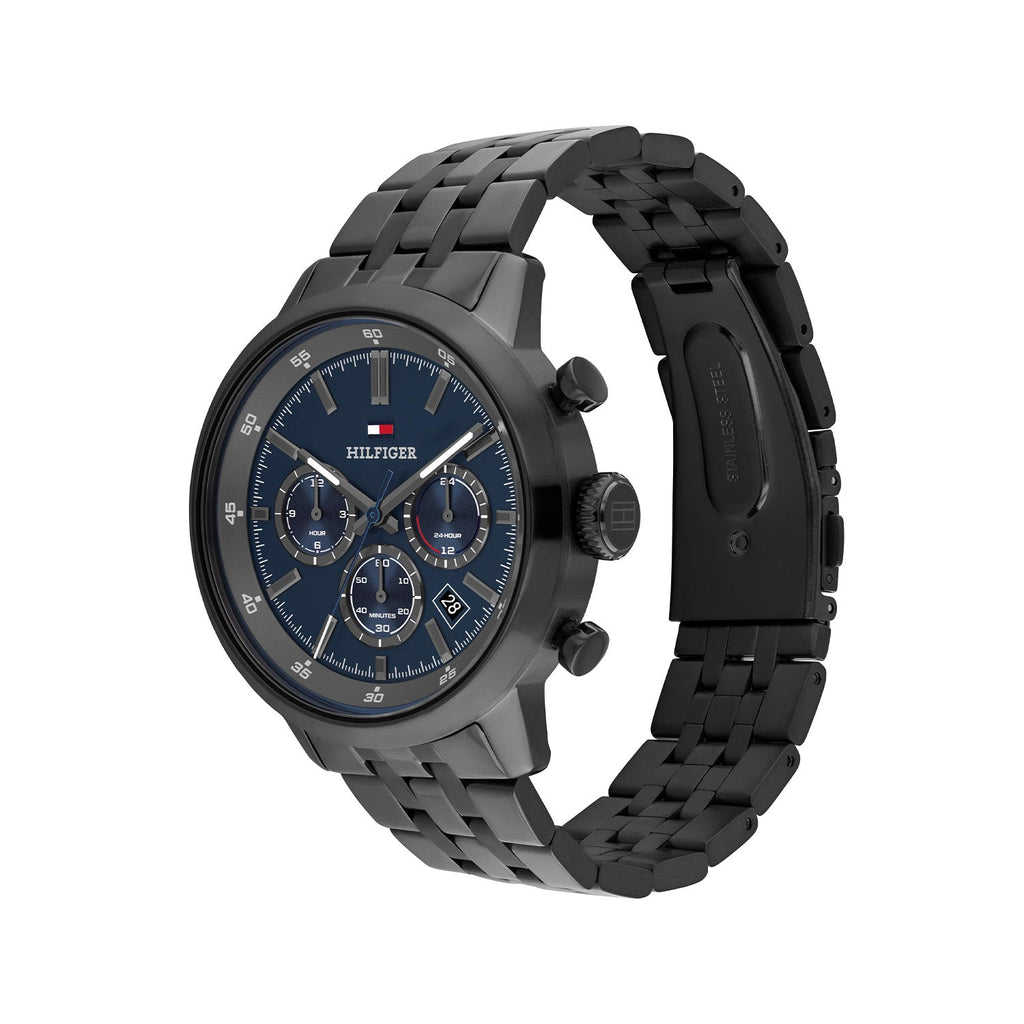 Tommy Hilfiger Grijs Herenhorloge met Blauwe Wijzerplaat TH1710755 - detailfoto 1