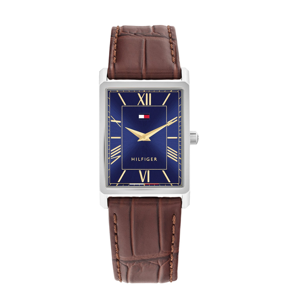Tommy Hilfiger Ben Zilverkleurig Herenhorloge met Bruine leren band TH1710771 - productfoto