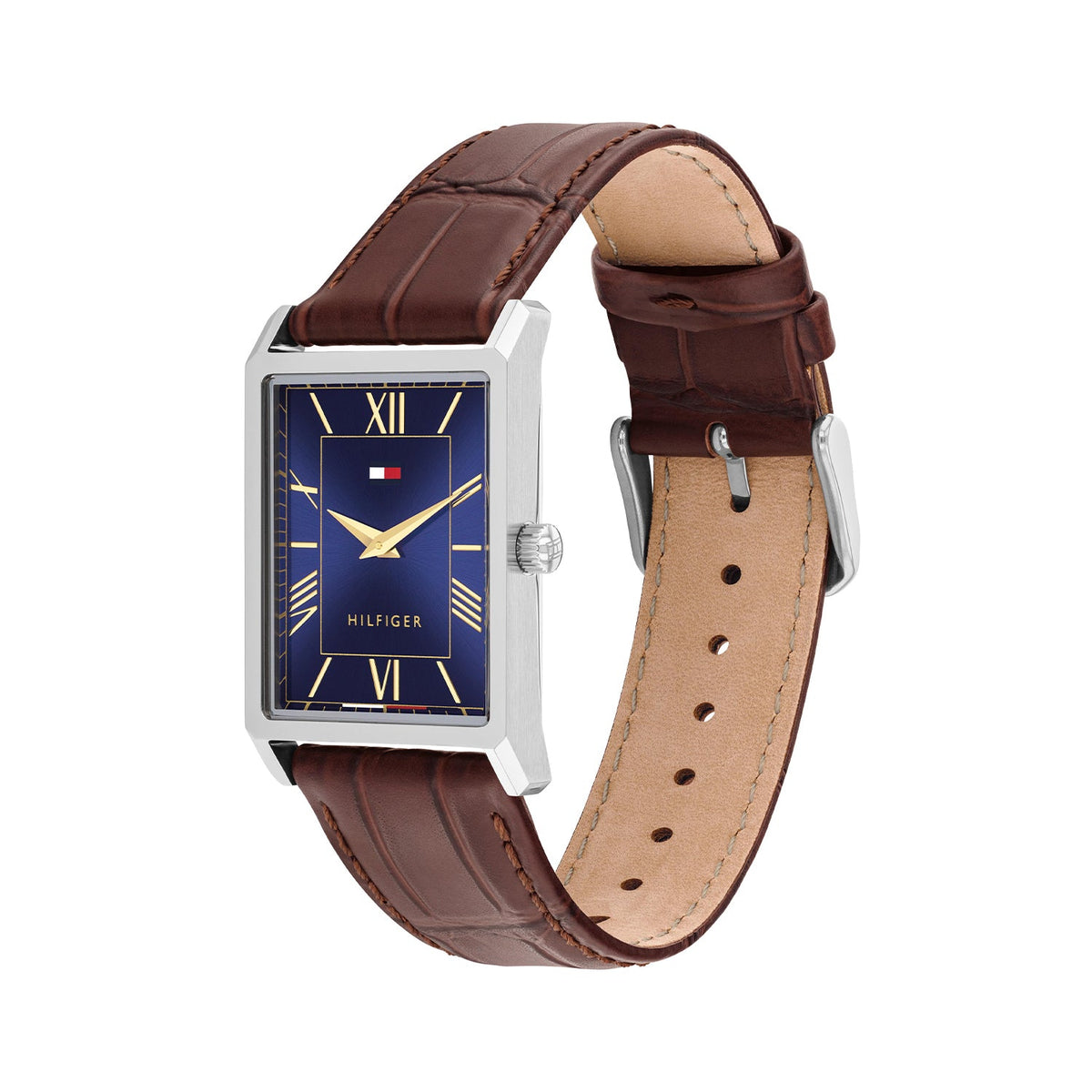 Tommy Hilfiger Ben Zilverkleurig Herenhorloge met Bruine leren band TH1710771 - detailfoto 1