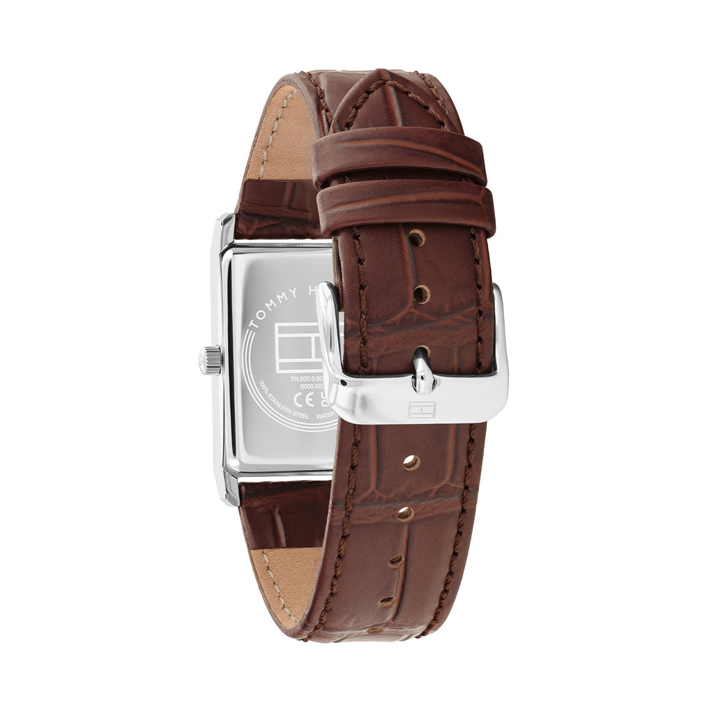 Tommy Hilfiger Ben Zilverkleurig Herenhorloge met Bruine leren band TH1710771 - detailfoto 3