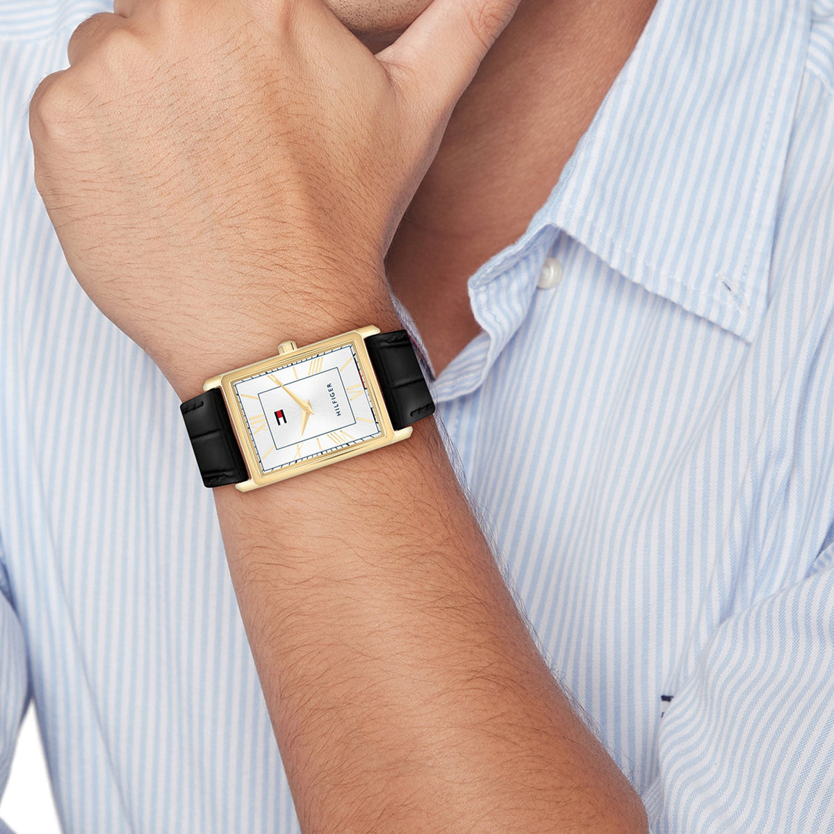 Tommy Hilfiger Ben Goudkleurig Herenhorloge met Zwarte leren band TH1710772 - detailfoto 2
