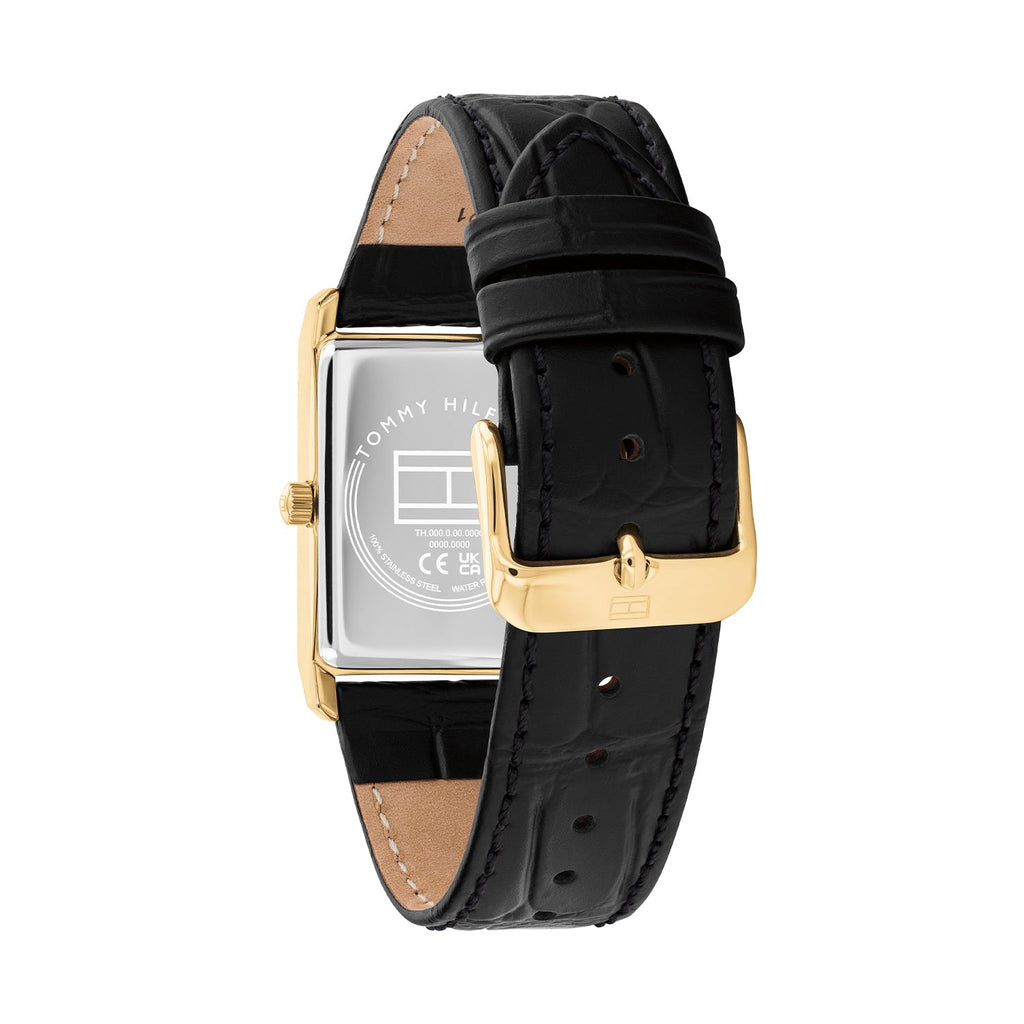 Tommy Hilfiger Ben Goudkleurig Herenhorloge met Zwarte leren band TH1710772 - detailfoto 3