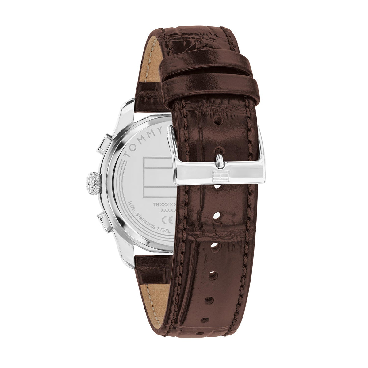 Tommy Hilfiger The Empire Zilverkleurig Herenhorloge met Bruine leren band TH1710808 - detailfoto 3