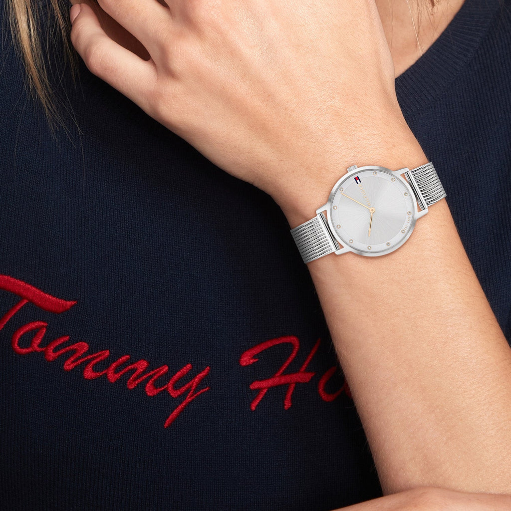 Tommy Hilfiger Pippa Zilverkleurig Dameshorloge met Grijze Wijzerplaat TH1782665 - detailfoto 3