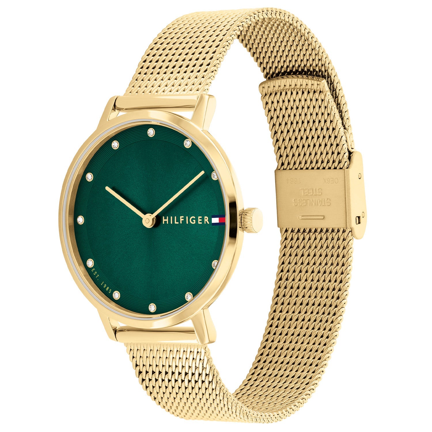 Tommy Hilfiger Pippa Goudkleurig Dameshorloge met Groene Wijzerplaat TH1782668 - detailfoto 1